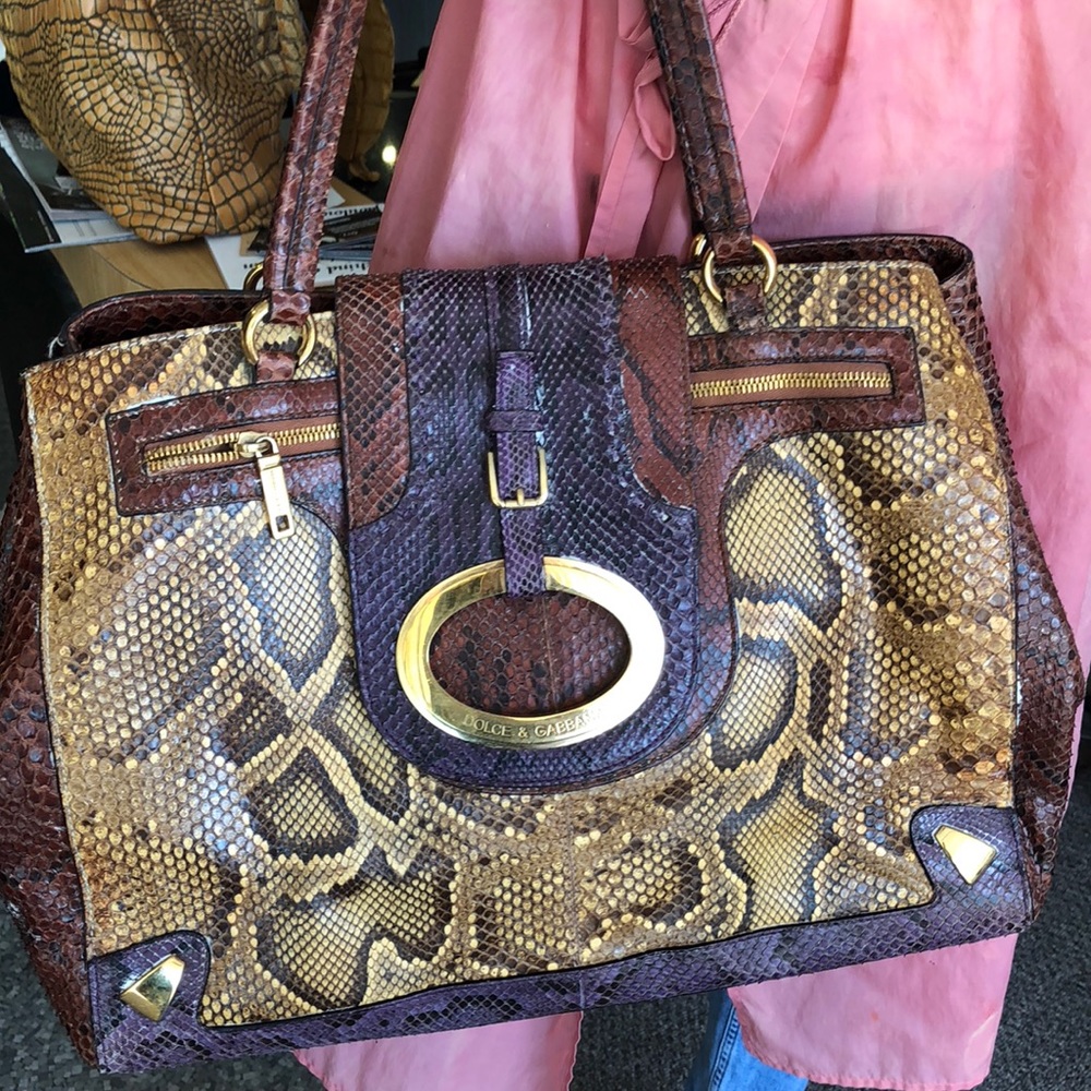 Dolce and Gabbana python tote- multicolored brown